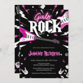 Filles Baby shower ROCK Invitation, Invitation de (Devant / Derrière)