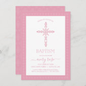 Filles Baptême, Invitation Christening avec Croix (Devant / Derrière)