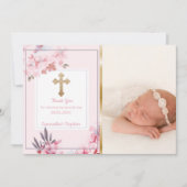 Filles Baptême Merci | Photo personnalisée Fleur r (Devant)