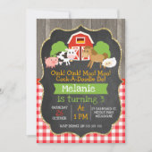 Filles Barnyard Chalkboard Invitation Anniversaire (Devant)