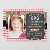 Filles BBQ Photo Anniversaire Fête Invitation (Devant / Derrière)