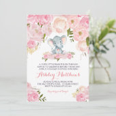 Filles bébé éléphant bébé douche Invitations (Debout devant)