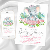 Filles bébé éléphant bébé douche Invitations