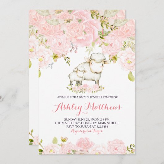 Filles Bébé Feu renard Shower Invitations (Devant / Derrière)