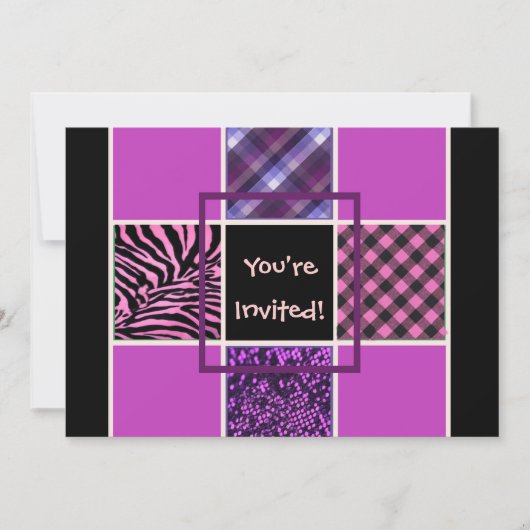Filles Black Fun Mix Invitations d'anniversaire (Devant)