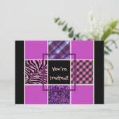 Filles Black Fun Mix Invitations d'anniversaire (Debout devant)