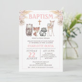 Filles Boho Boho Boho Floral Baptism Invitation (Debout devant)