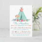 Filles Boho TeePee Baby Shower Invitations (Debout devant)