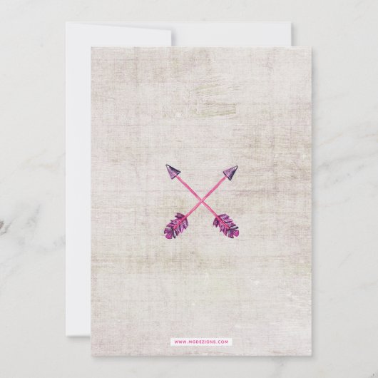 Filles Boho TeePee Baby Shower Invitations (Dos)