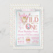 Filles Boho Wild One First Birthday Invitations (Devant / Derrière)