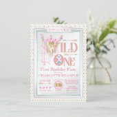 Filles Boho Wild One First Birthday Invitations (Debout devant)