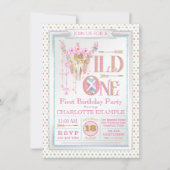 Filles Boho Wild One First Birthday Invitations (Devant)
