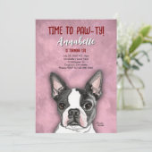 Filles Boston Terrier Invitation de fête d'anniver (Debout devant)
