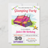 Filles Camping Glamping Invitation de fête d'anniv (Devant)
