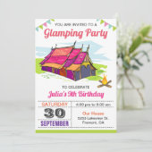 Filles Camping Glamping Invitation de fête d'anniv (Debout devant)
