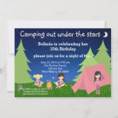Filles Camping Invitation d'anniversaire (Devant)