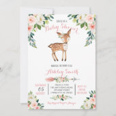 Filles Cerf de Bois Bébé Douche Invitations (Devant)