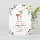 Filles Cerf de Bois Bébé Douche Invitations (Debout devant)