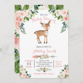 Filles Cerf de Bois Bébé Douche Invitations (Devant / Derrière)