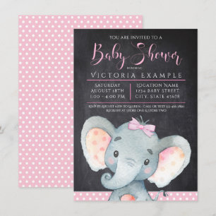 Filles Chalkboard Elephant Baby shower Invitation