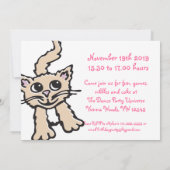 Filles chaton fêtards invitation rose (Dos)