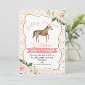 Filles Cheval Floral Invitation Anniversaire (Debout devant)