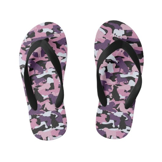 Filles Chien pourpre rose et tongs de camo osseux (Semelle)