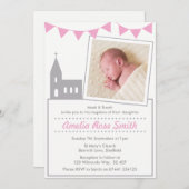 Filles Christening/Baptême Invitation (Devant / Derrière)