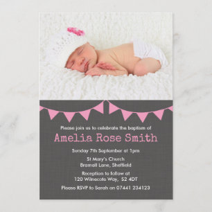 Filles Christening/Baptême Invitation