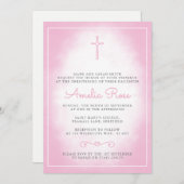 Filles Christening/Baptême Invitation (Devant / Derrière)