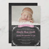 Filles Christening/Baptême Invitation (Devant / Derrière)