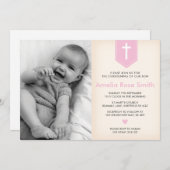 Filles Christening/Baptême Invitation (Devant / Derrière)
