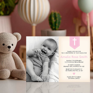 Filles Christening/Baptême Invitation
