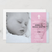 Filles Christening/Baptême Invitation (Devant / Derrière)