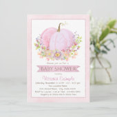 Filles Citrouille rose Baby Shower Invitations (Debout devant)