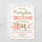 Filles Citrouille rose première invitation anniver (Devant)