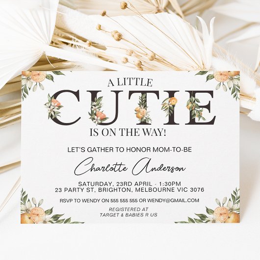 Filles Clementine Cutie Baby shower Invitation