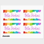 Filles couleur nom de peinture rose id autocollant (Feuille)