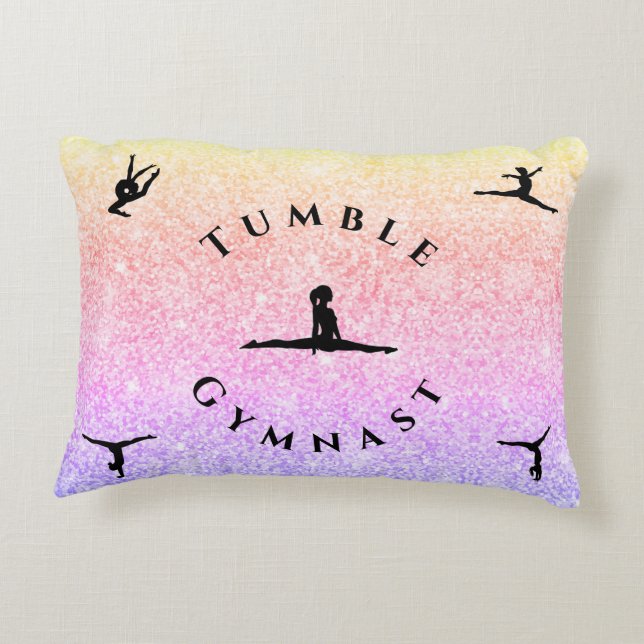 Filles Coussin de gymnastique - Arc-en-ciel - Nom  (Dos)