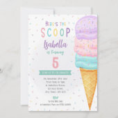 Filles Crème glacée Cone Invitation - Pink Purple  (Devant)