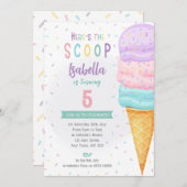 Filles Crème glacée Cone Invitation - Pink Purple  (Devant / Derrière)