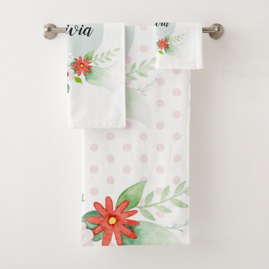 Filles Cute Floral Aquarelle Fleurs et nom Enfants (En situation)