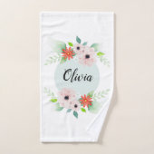 Filles Cute Floral Aquarelle Fleurs et nom Enfants (Serviette à main)