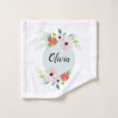 Filles Cute Floral Aquarelle Fleurs et nom Enfants (Gant de toilette)