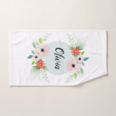 Filles Cute Floral Aquarelle Fleurs et nom Enfants (Serviette à main)