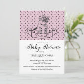 Filles Cute Kitten Purple Baby shower Invitation (Debout devant)