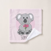 Filles Cute Koala Ours et fleurs et nom Enfants (Gant de toilette)