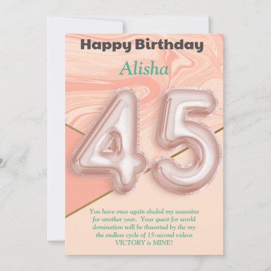 Filles de 45 ans Bonne carte d'anniversaire (Devant)