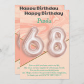 Filles de 68 ans Bonne carte d'anniversaire (Devant / Derrière)