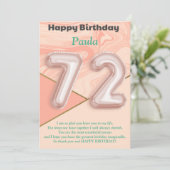 Filles de 72 ans Bonne carte d'anniversaire (Debout devant)